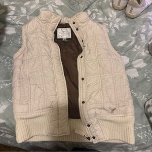 American Eagle Outfitters Cream Quilted Vest